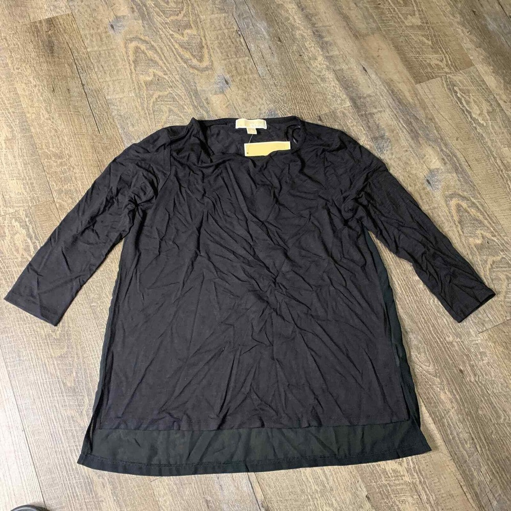 MICHAEL Michael Kors Blouse Top Womens Small Black Mesh Back 3/4 Sleeves NEW